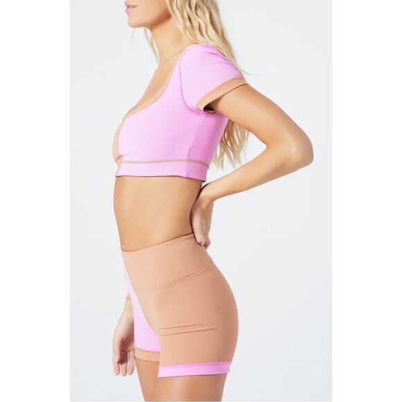 L Space Revolutions Ribbed Colorblock Crop Top Size Medium New NWT - Picture 3 of 11